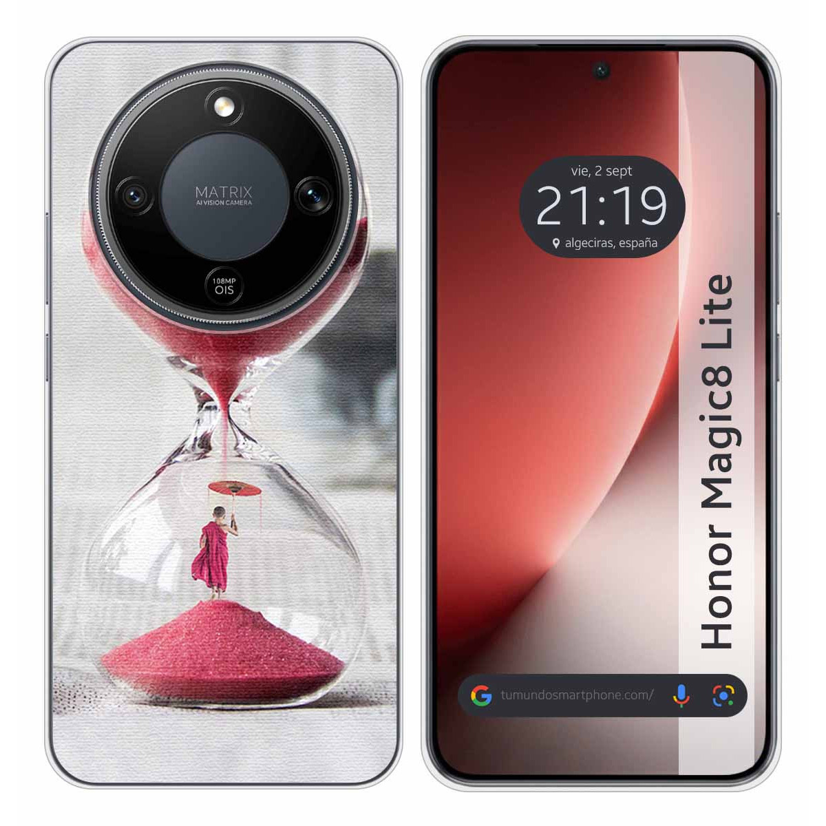 Funda Silicona para Huawei Honor Magic 8 Lite 5G diseño Reloj Dibujos