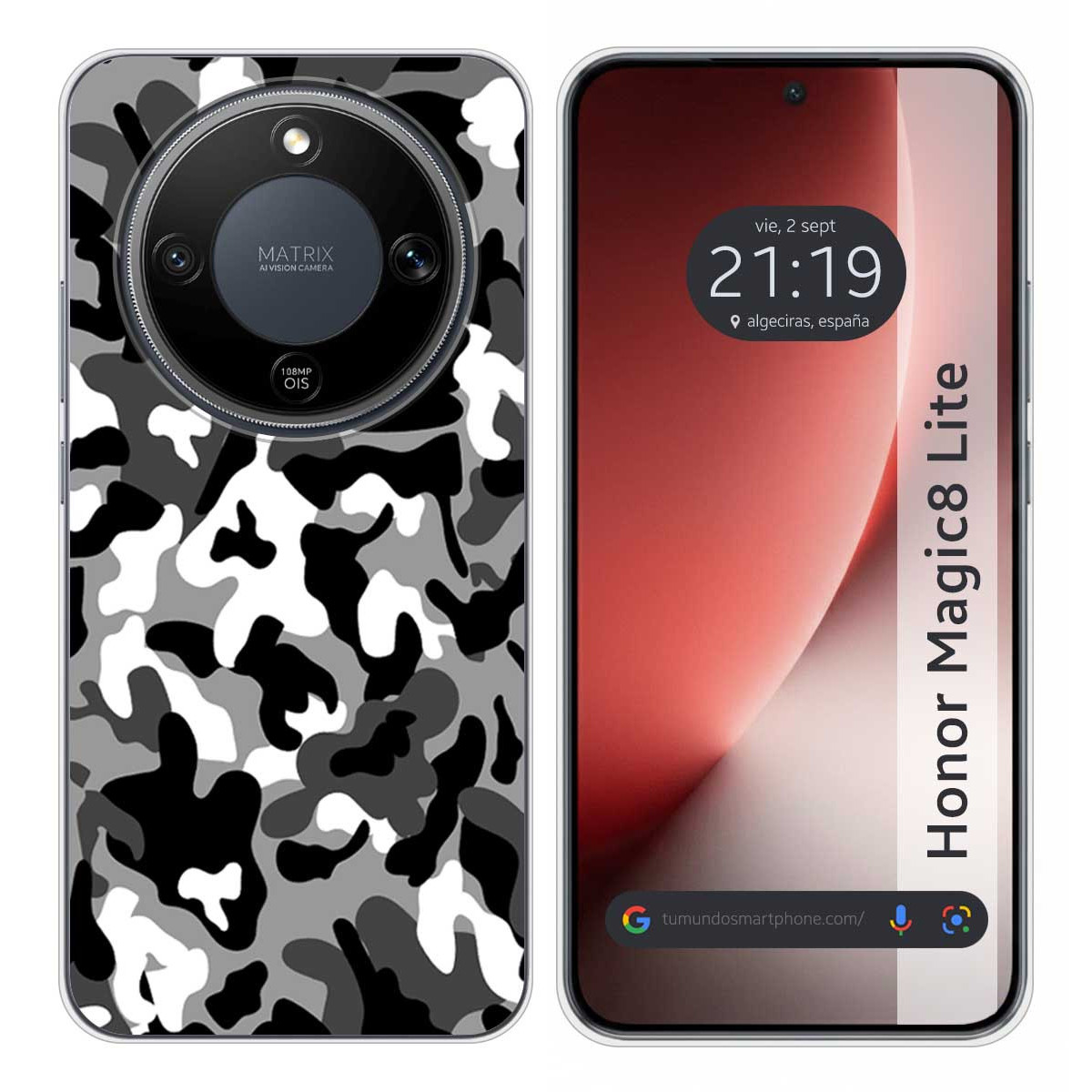 Funda Silicona para Huawei Honor Magic 8 Lite 5G diseño Snow Camuflaje Dibujos