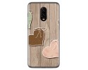Funda Gel Tpu para Oneplus 6T Diseño Corazones Madera Dibujos