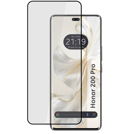 Protector Cristal Templado Curvo 5D Full Glue Negro para Huawei Honor 200 Pro 5G Vidrio