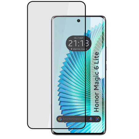 Protector Cristal Templado Curvo 5D Full Glue Negro para Huawei Honor Magic 6 Lite 5G Vidrio