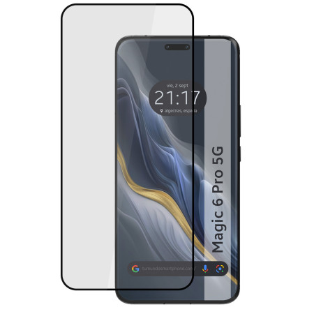 Protector Cristal Templado Curvo 5D Full Glue Negro para Huawei Honor Magic 6 Pro 5G Vidrio