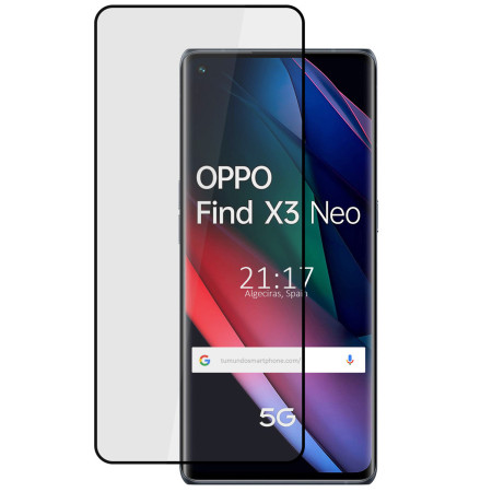 Protector Cristal Templado Curvo 5D Full Glue Negro para Oppo Find X3 Neo 5G Vidrio