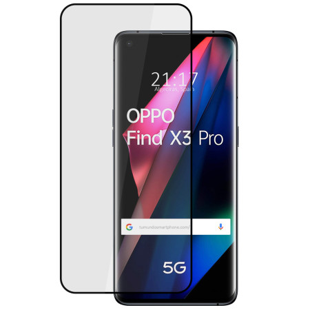Protector Cristal Templado Curvo 5D Full Glue Negro para Oppo Find X3 Pro 5G Vidrio