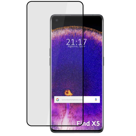 Protector Cristal Templado Curvo 5D Full Glue Negro para Oppo Find X5 5G Vidrio