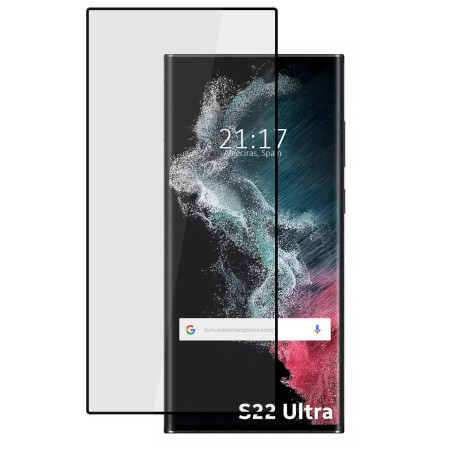 Protector Cristal Templado Curvo 5D Full Glue Negro para Samsung Galaxy S22 Ultra 5G Vidrio