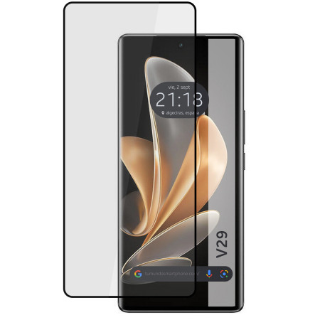 Protector Cristal Templado Curvo 5D Full Glue Negro para Vivo V29 5G Vidrio