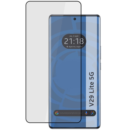Protector Cristal Templado Curvo 5D Full Glue Negro para Vivo V29 Lite 5G Vidrio