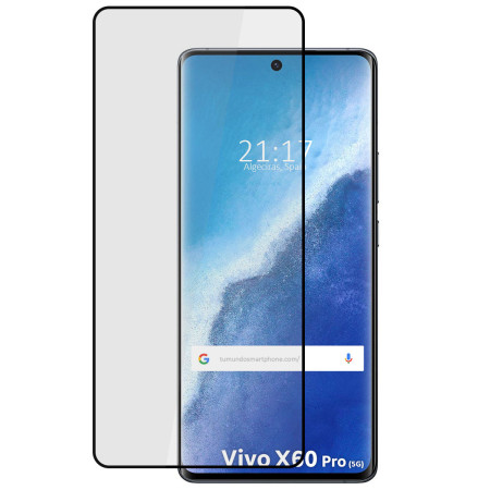 Protector Cristal Templado Curvo 5D Full Glue Negro para Vivo X60 Pro 5G Vidrio