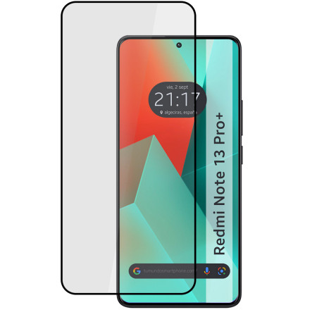 Protector Cristal Templado Curvo 5D Full Glue Negro para Xiaomi Redmi Note 13 Pro+ Plus 5G Vidrio