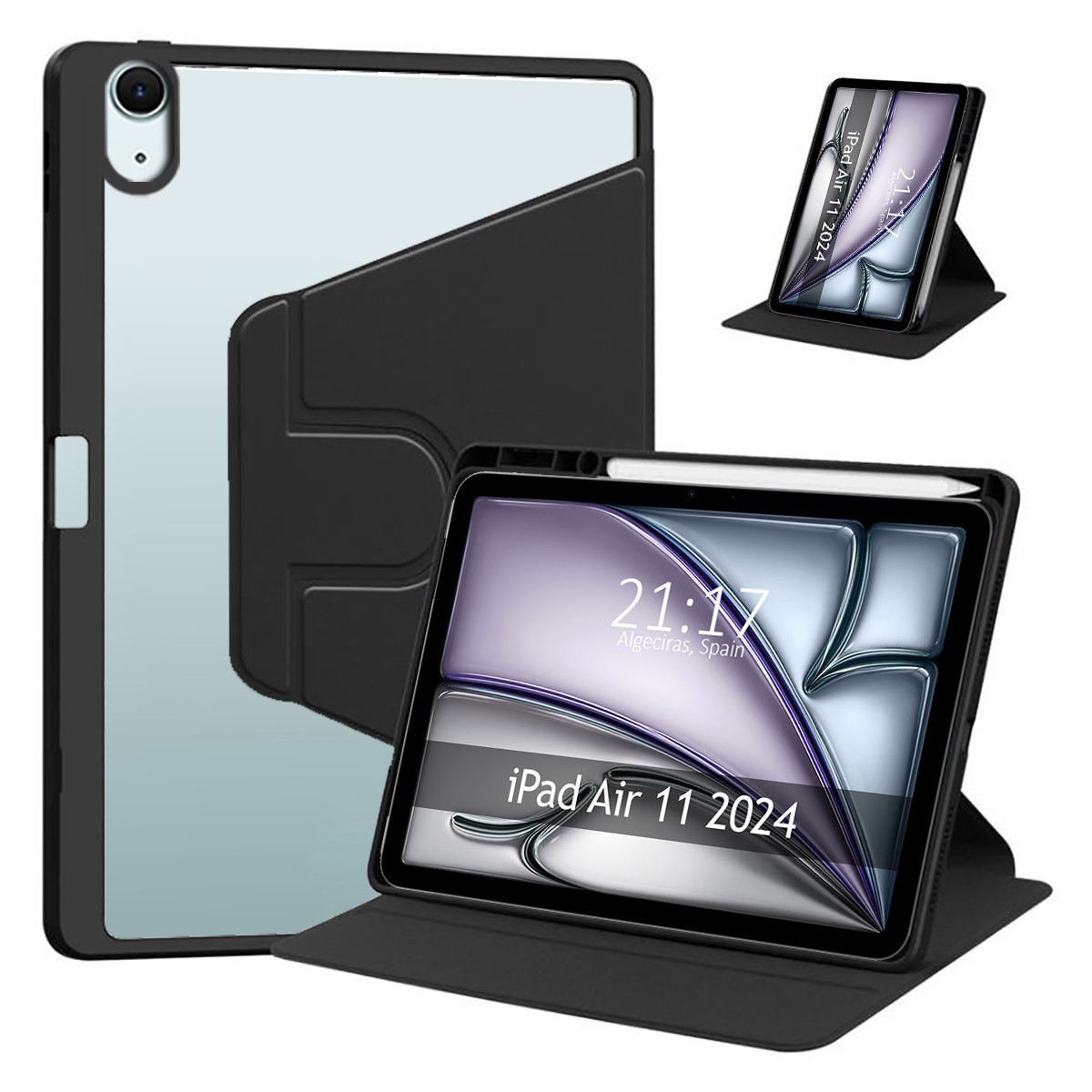 Funda Smart Cover Giratoria para Apple iPad Air 2024 11 (M2) color Negra
