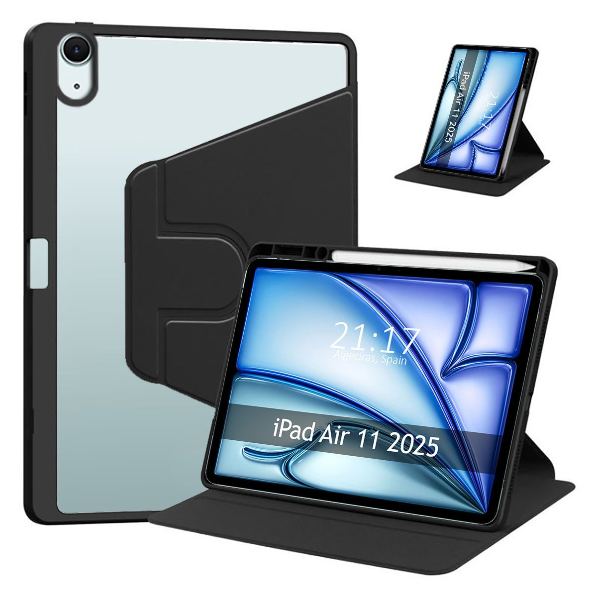 Funda Smart Cover Giratoria para Apple iPad Air 2025 11 (M3) color Negra