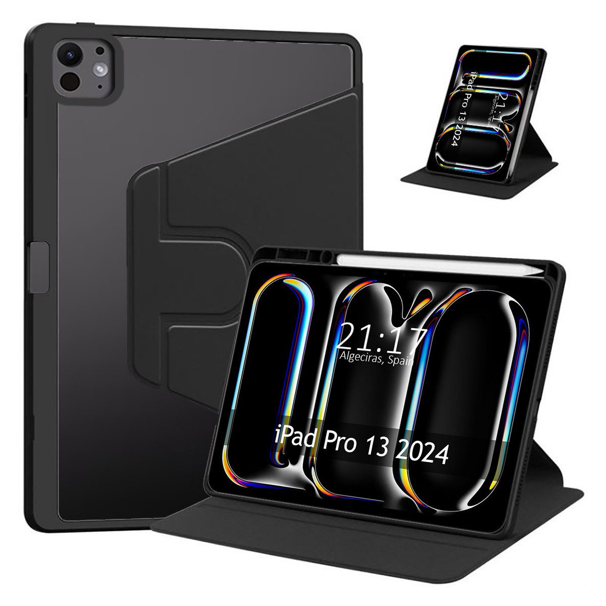 Funda Smart Cover Giratoria para Apple iPad Pro 2024 13 (M4) color Negra