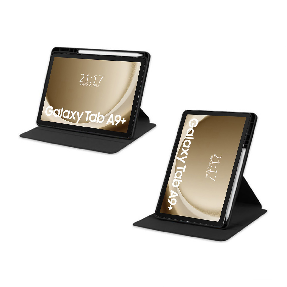 Funda Smart Cover Giratoria para Samsung Galaxy Tab A9+ Plus color Negra