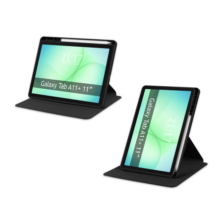 Funda Smart Cover Giratoria para Samsung Galaxy Tab A11+ Plus color Negra
