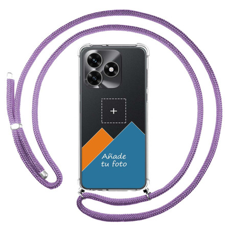 Personaliza tu Funda Colgante Transparente para Huawei Honor X5c Plus con Cordon Morado Dibujo Personalizada