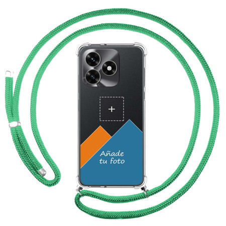 Personaliza tu Funda Colgante Transparente para Huawei Honor X5c Plus con Cordon Verde Agua Dibujo Personalizada