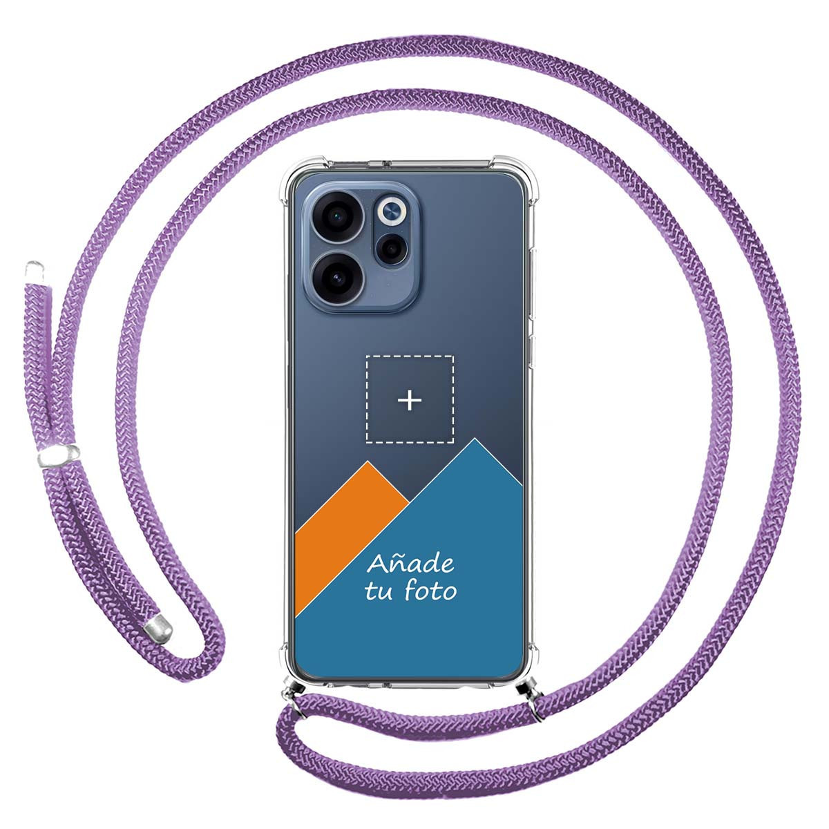 Personaliza tu Funda Colgante Transparente para Oppo Reno 15 F / 15F 5G con Cordon Morado Dibujo Personalizada