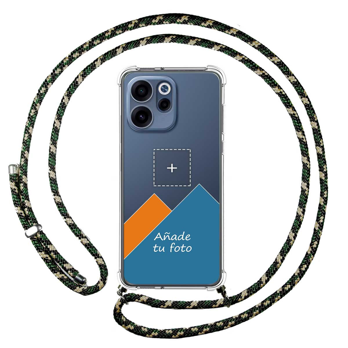 Personaliza tu Funda Colgante Transparente para Oppo Reno 15 FS / 15FS 5G con Cordon Verde / Dorado Dibujo Personalizada