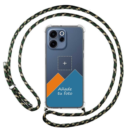 Personaliza tu Funda Colgante Transparente para Oppo Reno 15 FS / 15FS 5G con Cordon Verde / Dorado Dibujo Personalizada