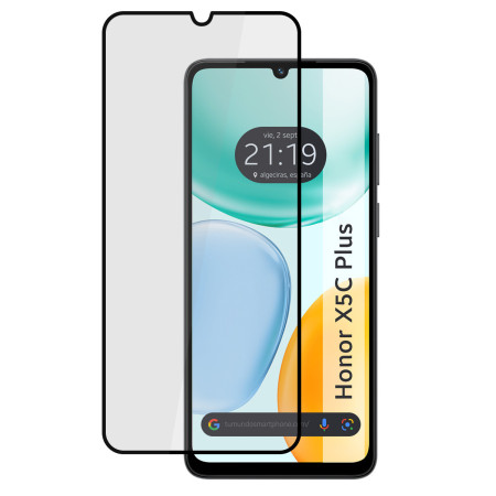 Protector Cristal Templado Completo 5D Full Glue Negro para Huawei Honor X5c Plus Vidrio