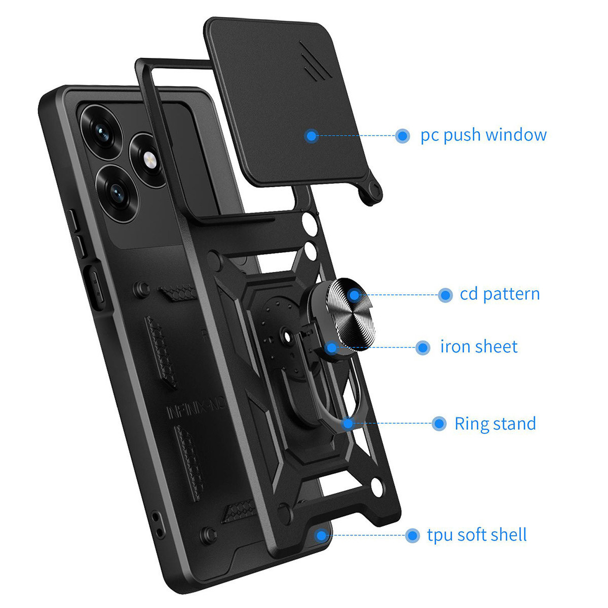 Funda Tough Armor con Anillo Giratorio Negra...