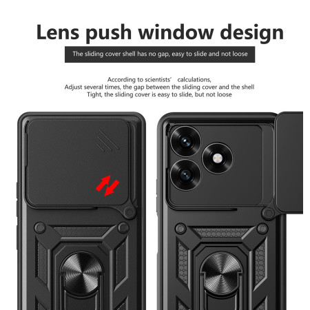Funda Tough Armor con Anillo Giratorio Negra para Huawei Honor X5c Plus