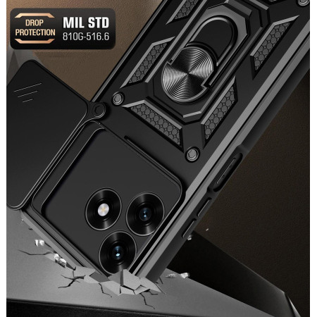 Funda Tough Armor con Anillo Giratorio Negra para Huawei Honor X5c Plus