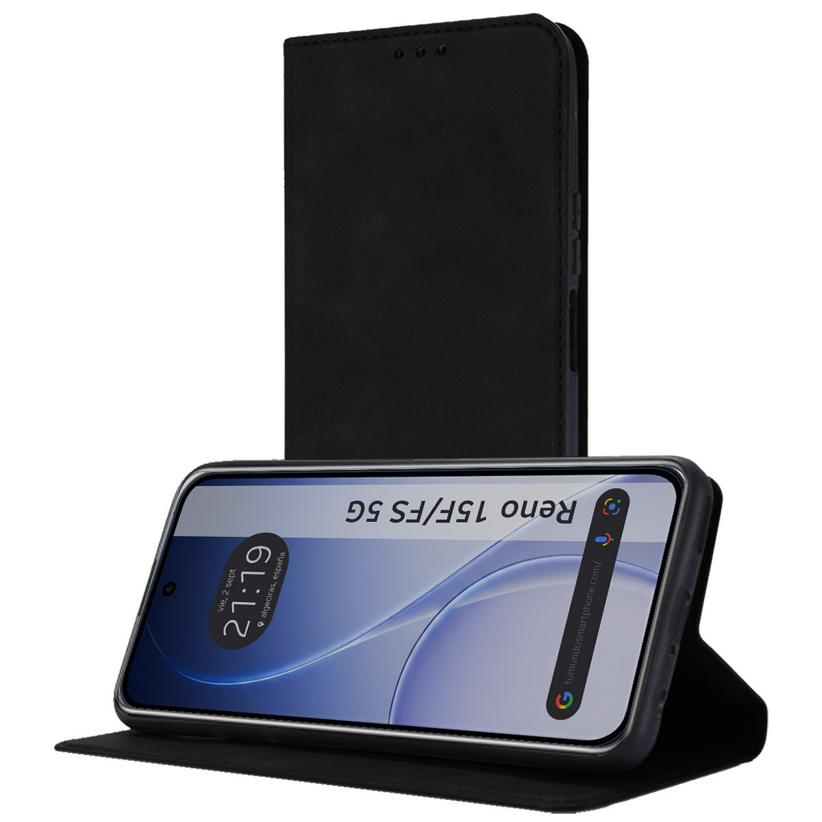 Funda Libro de Polipiel con tarjetero para Oppo Reno 15 F / 15F 5G color Negra