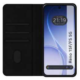 Funda Libro de Polipiel con tarjetero para Oppo Reno 15 F / 15F 5G color Negra 2