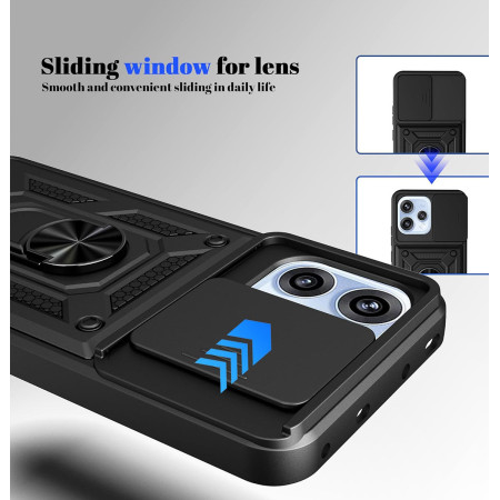 Funda Tough Armor con Anillo Giratorio Negra para Oppo Reno 15 F / 15F 5G