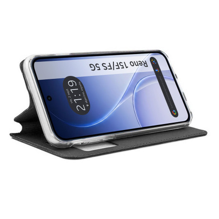 Funda Libro Soporte con Ventana para Oppo Reno 15 FS / 15FS 5G color Negra