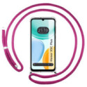 Funda Colgante Transparente para Huawei Honor X5c Plus con Cordon Rosa Fucsia