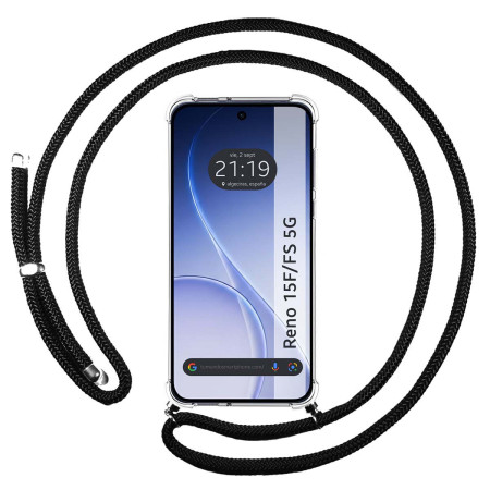 Funda Colgante Transparente para Oppo Reno 15 FS / 15FS 5G con Cordon Negro