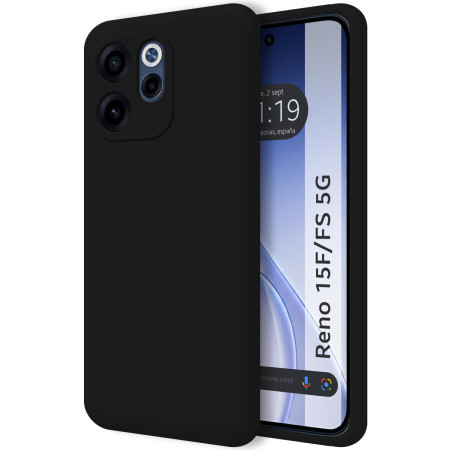 Funda Silicona Líquida Ultra Suave para Oppo Reno 15 F / 15F 5G color Negra
