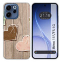 Funda Silicona para Oppo Reno 15 FS / 15FS 5G diseño Corazones Madera Dibujos