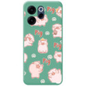 Funda Silicona Líquida Verde para Oppo Reno 15 FS / 15FS 5G diseño Cerdos Dibujos