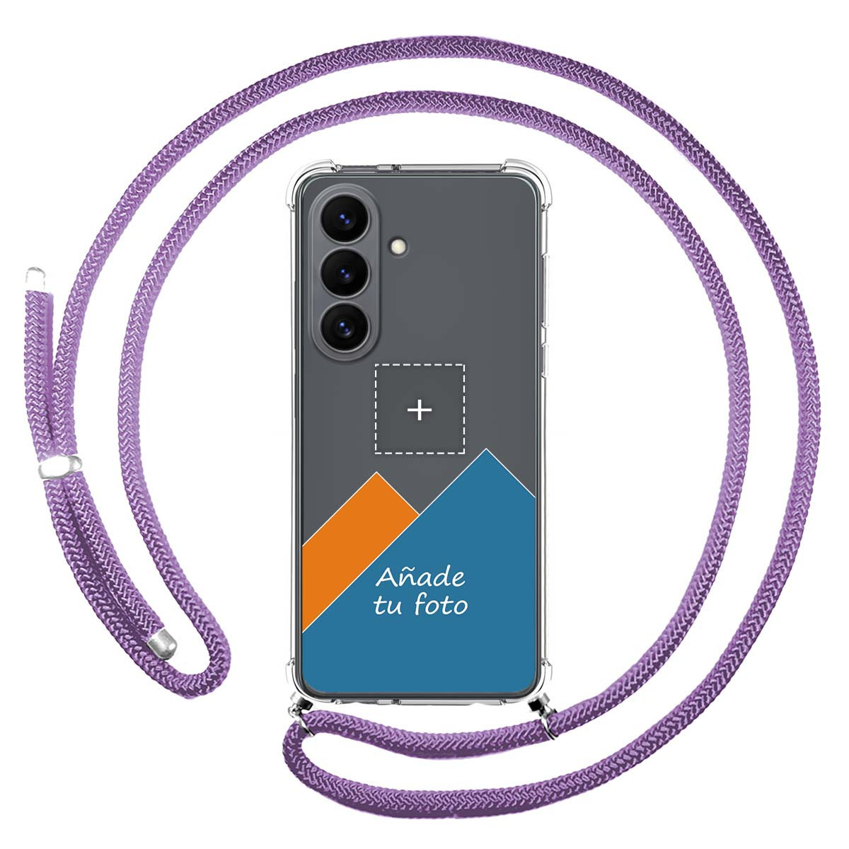 Personaliza tu Funda Colgante Transparente para Samsung Galaxy S26 5G con Cordon Morado Dibujo Personalizada