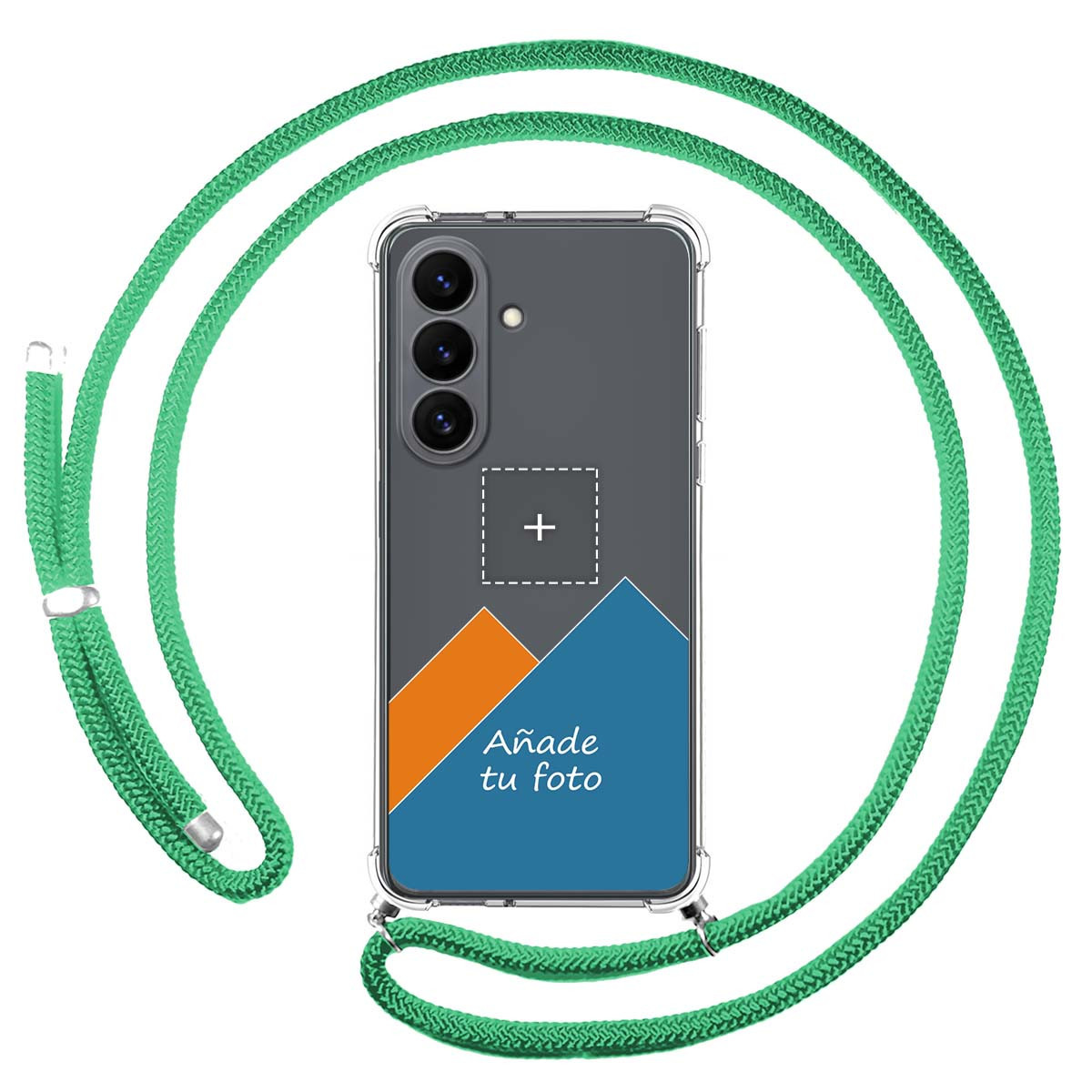 Personaliza tu Funda Colgante Transparente para Samsung Galaxy S26+ Plus 5G con Cordon Verde Agua Dibujo Personalizada