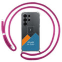 Personaliza tu Funda Colgante Transparente para Samsung Galaxy S26 Ultra 5G con Cordon Rosa Fucsia Dibujo Personalizada