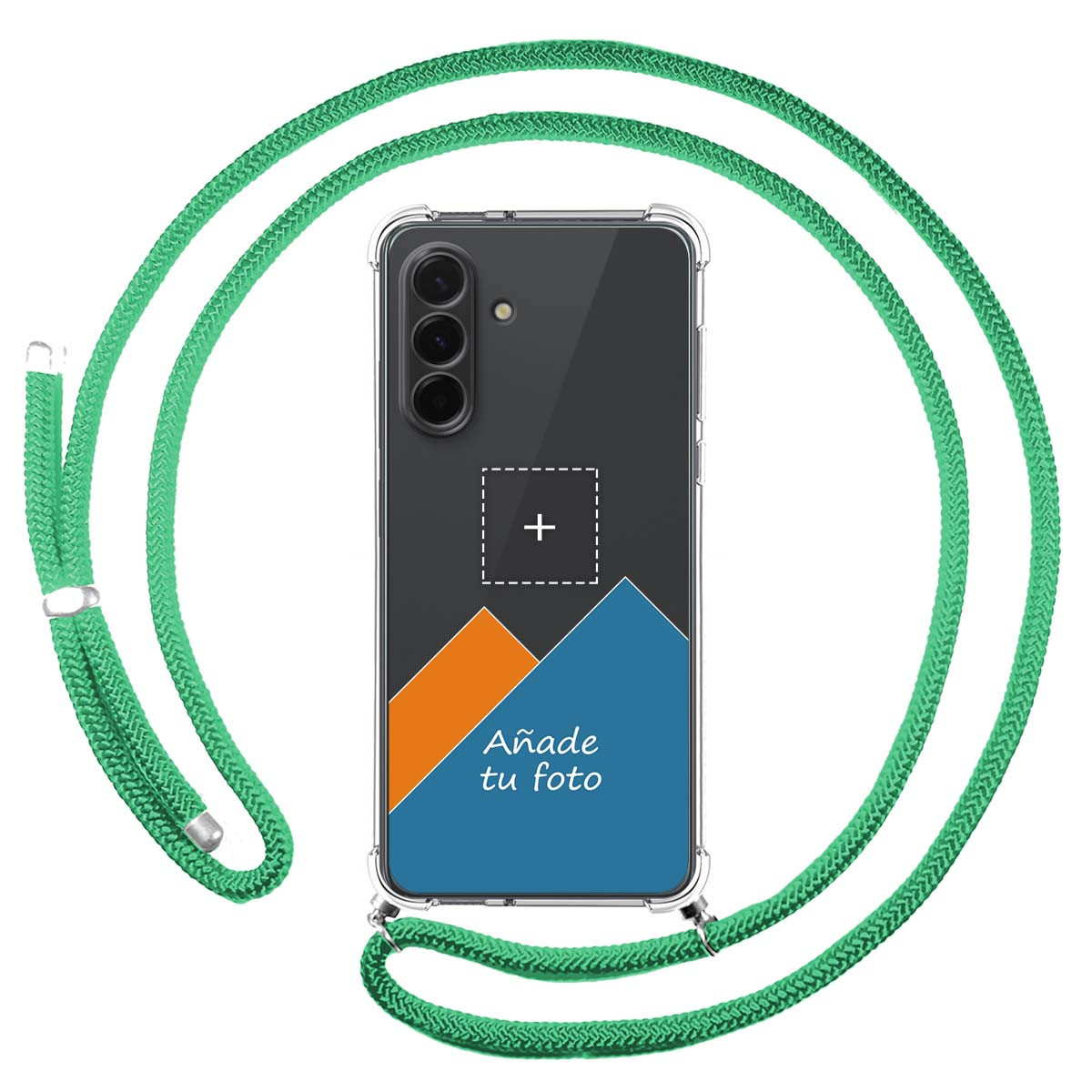 Personaliza tu Funda Colgante Transparente para Samsung Galaxy A37 5G con Cordon Verde Agua Dibujo Personalizada