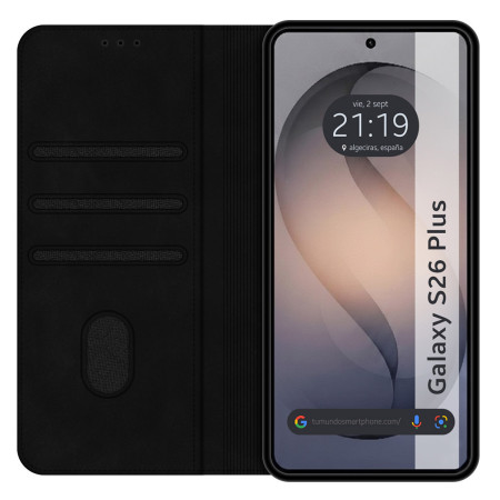 Funda Libro de Polipiel con tarjetero para Samsung Galaxy S26+ Plus 5G color Negra