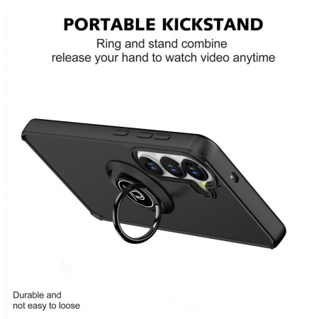 Funda Mate con Borde Negro y Anillo Giratorio 360 para Samsung Galaxy S26+ Plus 5G
