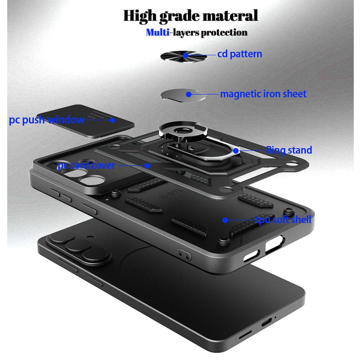 Funda Tough Armor con Anillo Giratorio Negra...