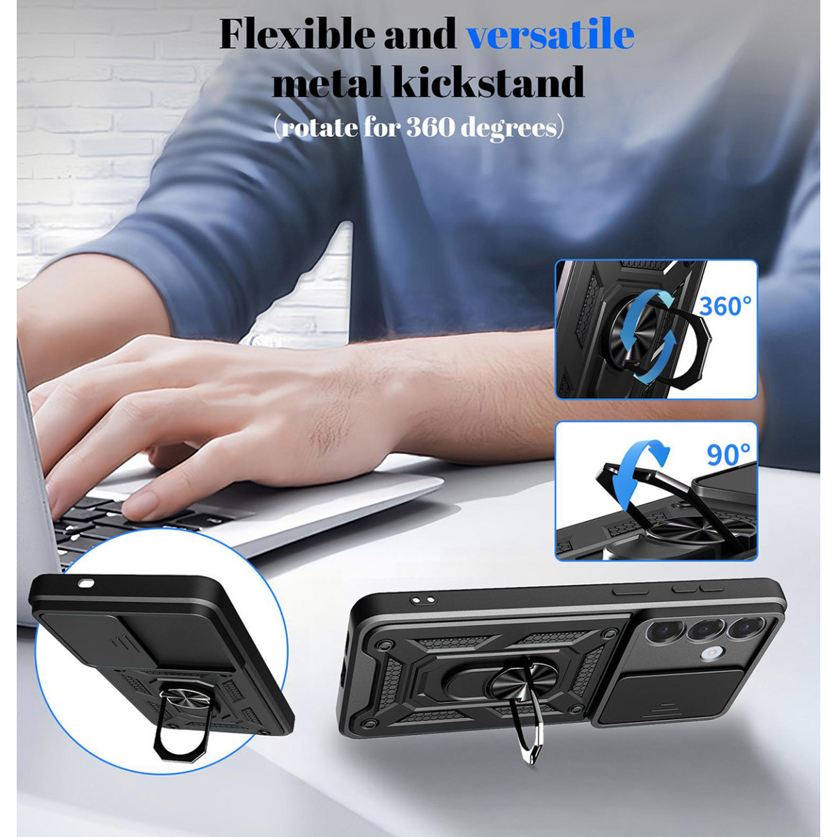 Funda Tough Armor con Anillo Giratorio Negra...