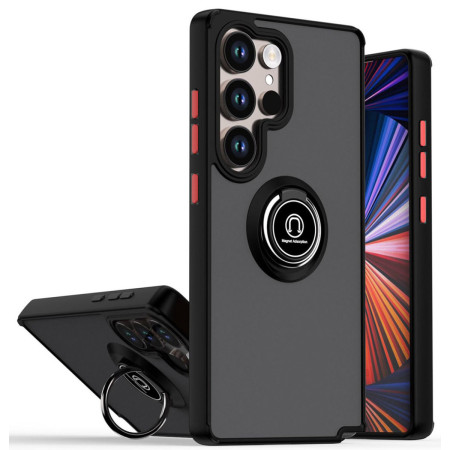 Funda Mate con Borde Negro y Anillo Giratorio 360 para Samsung Galaxy S26 Ultra 5G