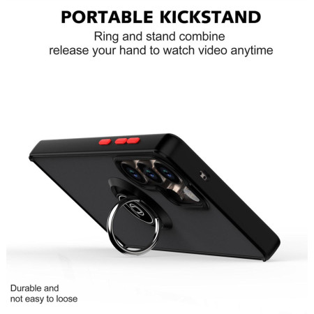 Funda Mate con Borde Negro y Anillo Giratorio 360 para Samsung Galaxy S26 Ultra 5G