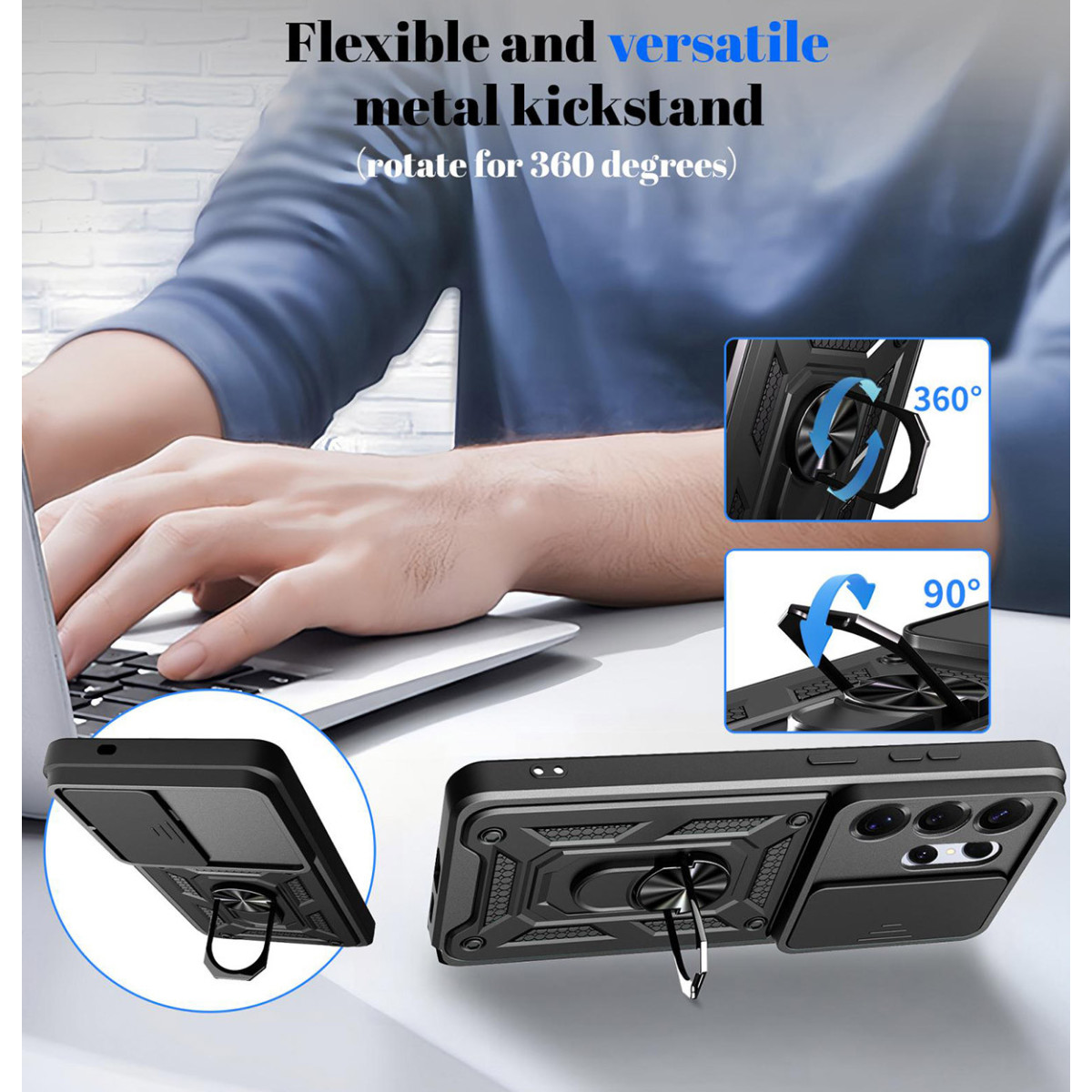 Funda Tough Armor con Anillo Giratorio Negra...