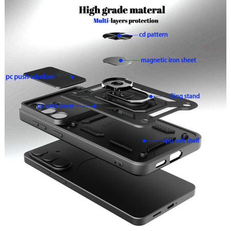 Funda Tough Armor con Anillo Giratorio Negra para Samsung Galaxy A37 5G