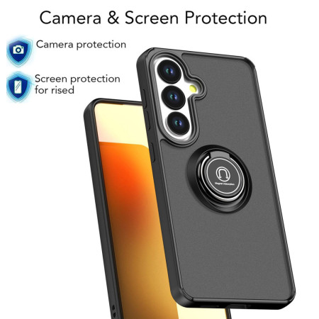 Funda Mate con Borde Negro y Anillo Giratorio 360 para Samsung Galaxy A57 5G